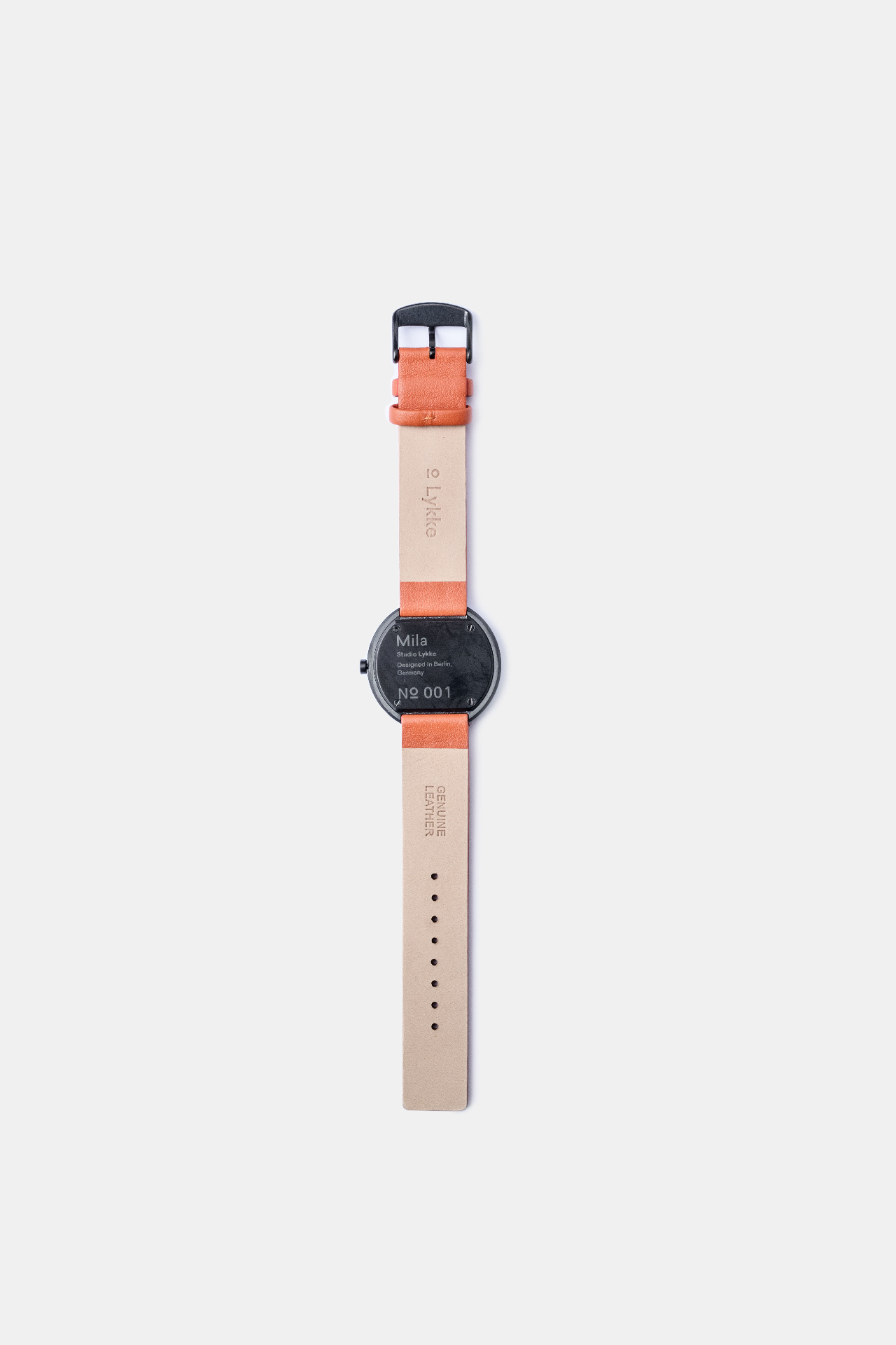 MILA watch back with leather strap