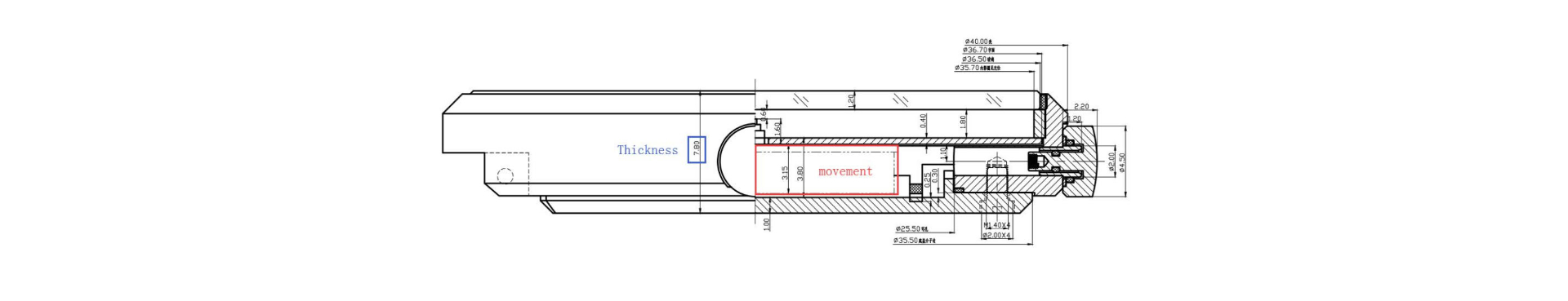 MILA watch technical drawing